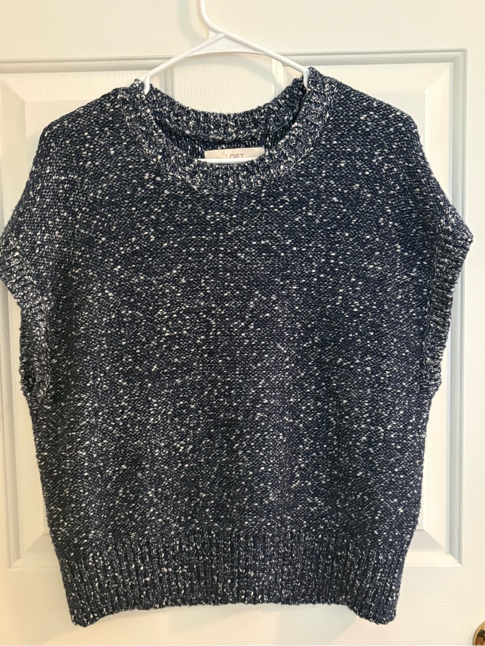 NWOT LOFT Navy Speckled Wedge Sleeve Sweater